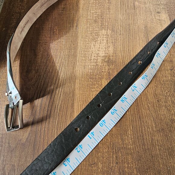 Brunello Cucinelli Gunmetal Buckle Crackled Leather Long Loop Pull Through Belt - Picture 11 of 14